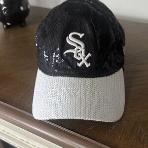 PINK Victoria's Secret Black and White Sequin Kids Hat